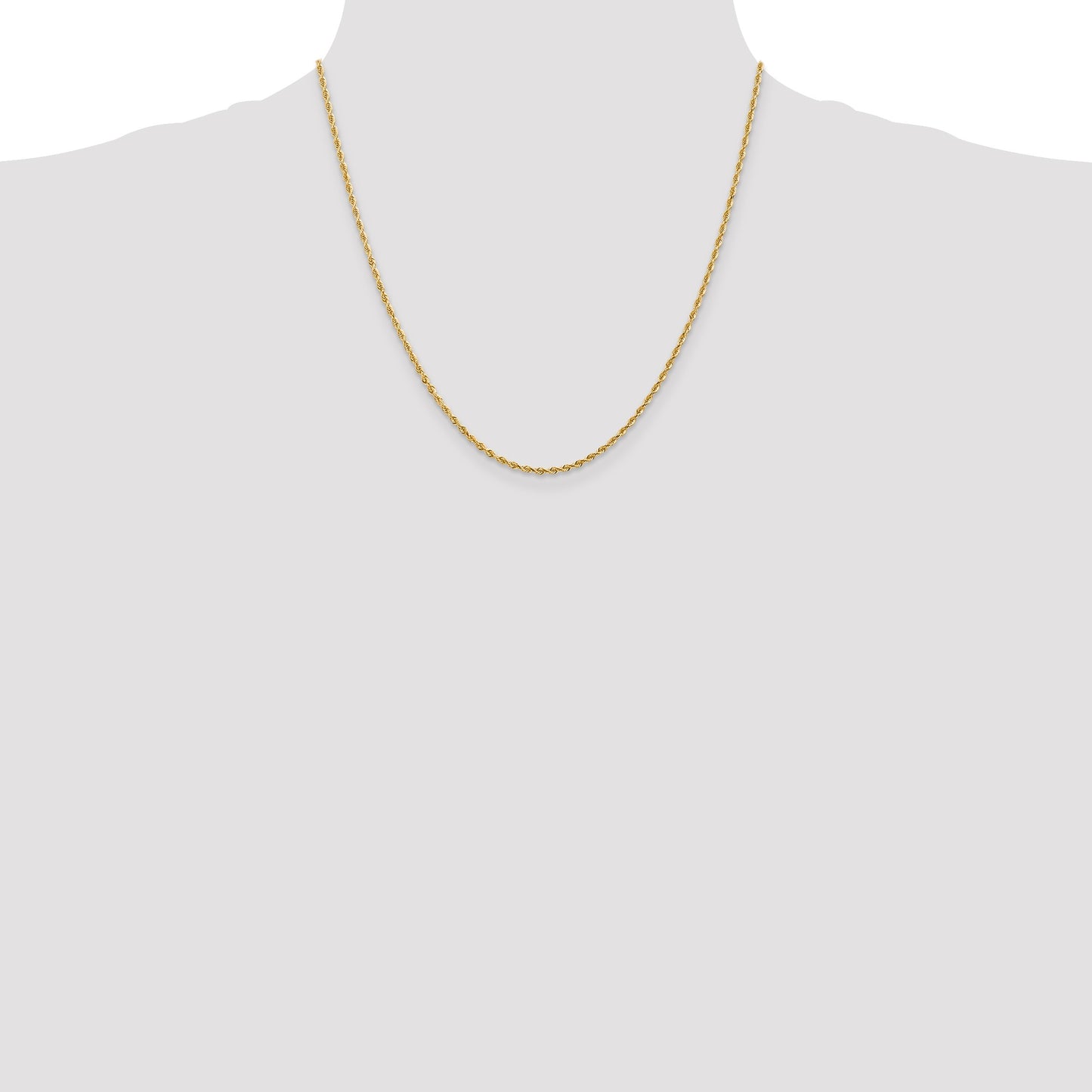 14K 20 Inch 2mm Diamond-cut Quadruple Rope Lobster Clasp Chain
