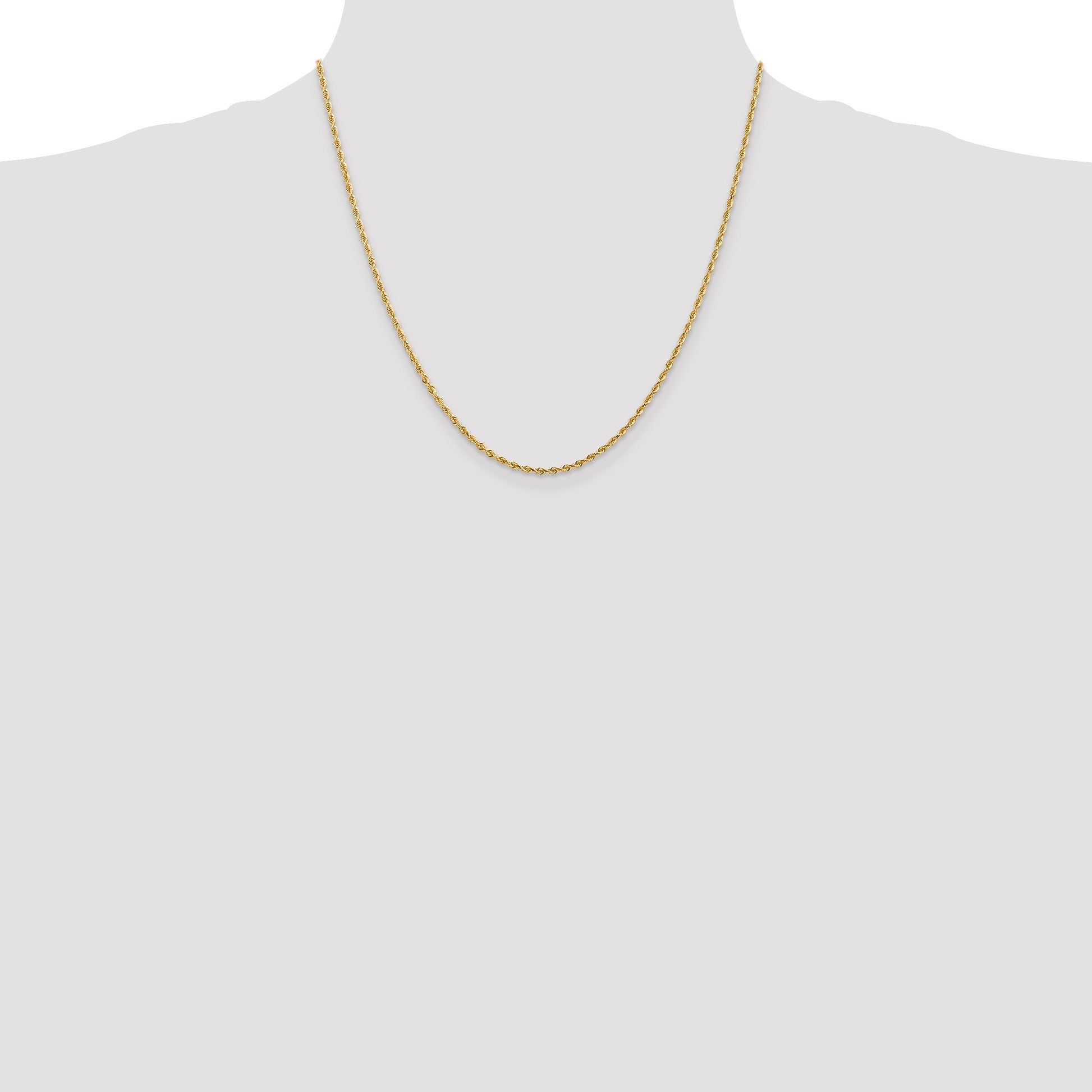 14K 20 Inch 2mm Diamond-cut Quadruple Rope Lobster Clasp Chain