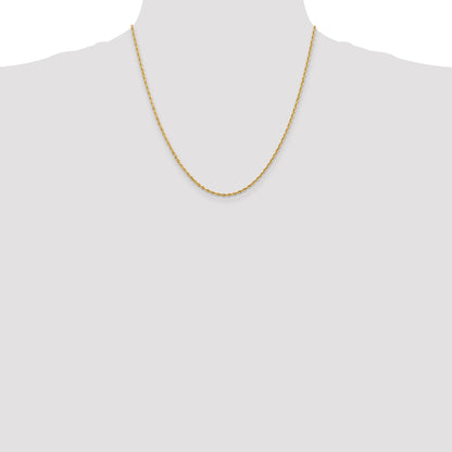 14K 20 Inch 2mm Diamond-cut Quadruple Rope Lobster Clasp Chain