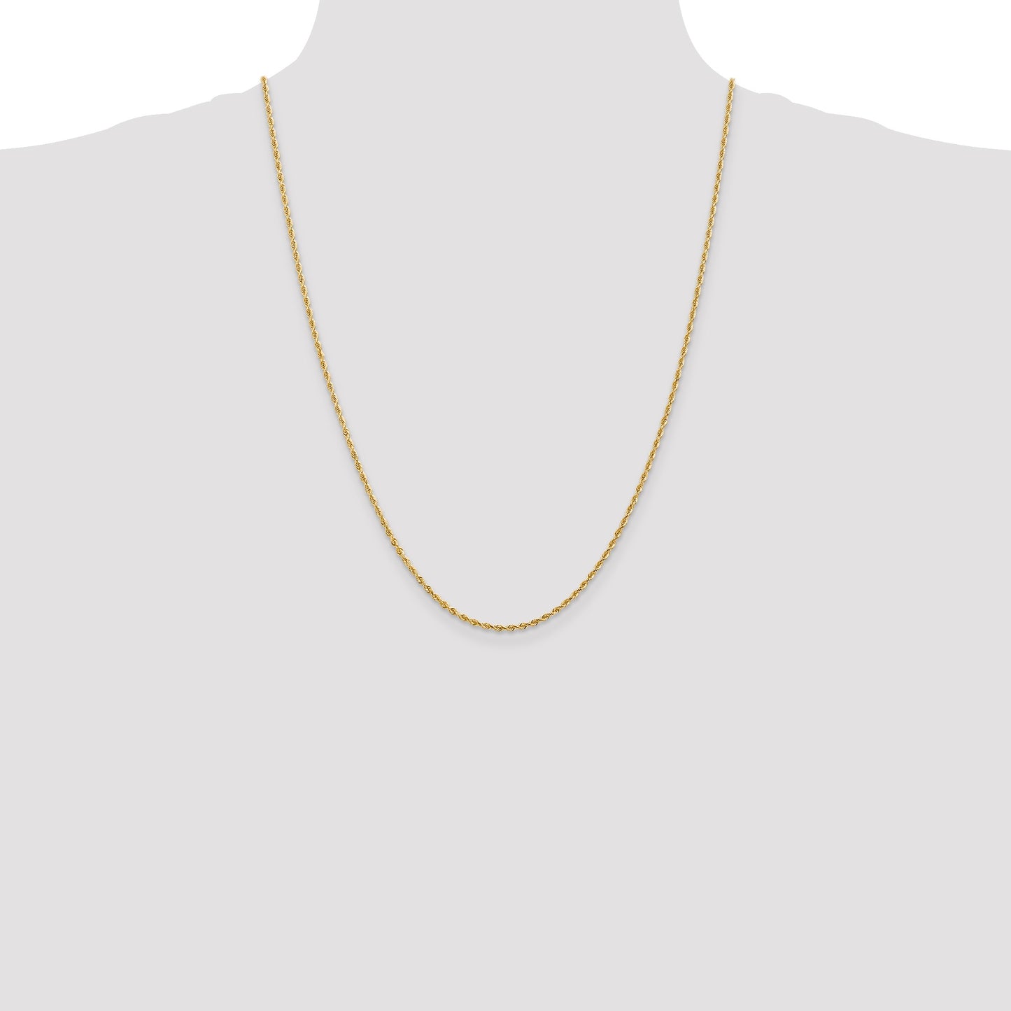 14K 24 Inch 2mm Diamond-cut Quadruple Rope Lobster Clasp Chain