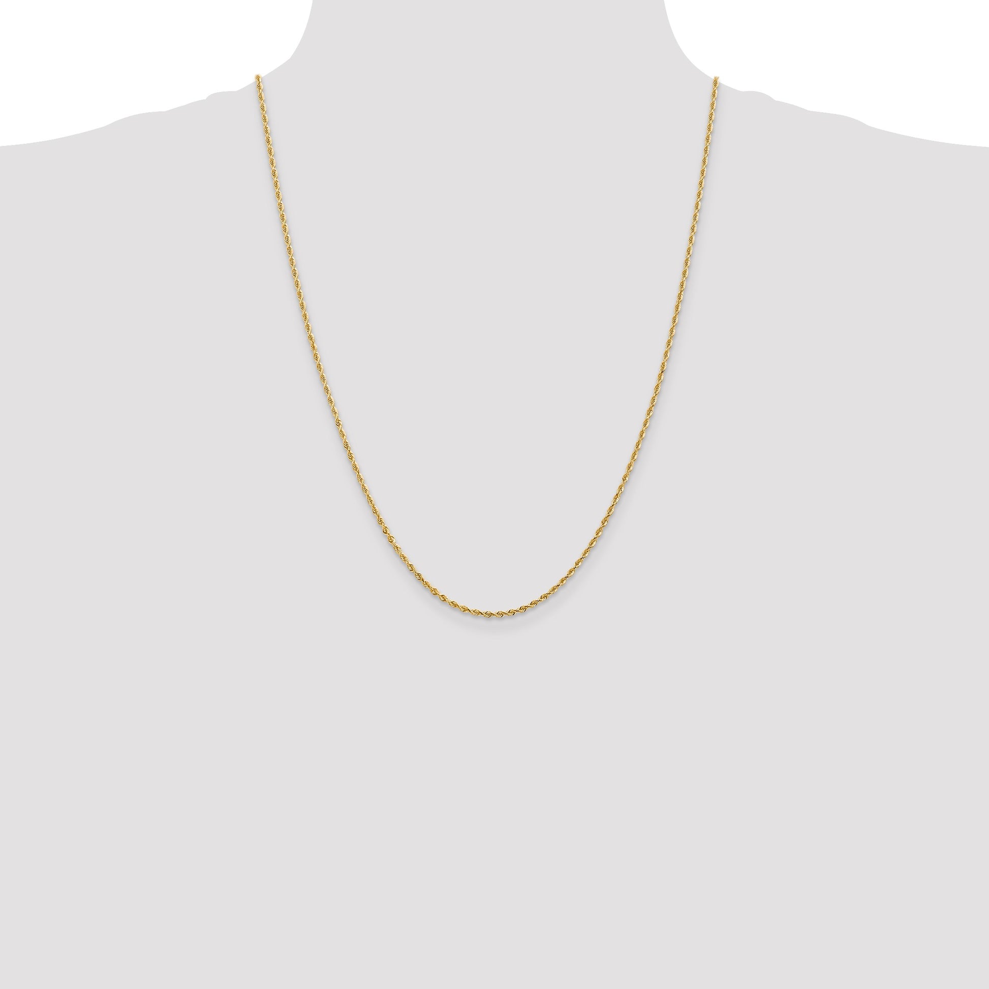 14K 24 Inch 2mm Diamond-cut Quadruple Rope Lobster Clasp Chain