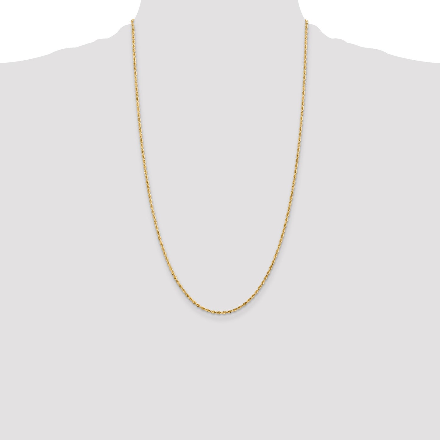 14K 26 Inch 2mm Diamond-cut Quadruple Rope Lobster Clasp Chain