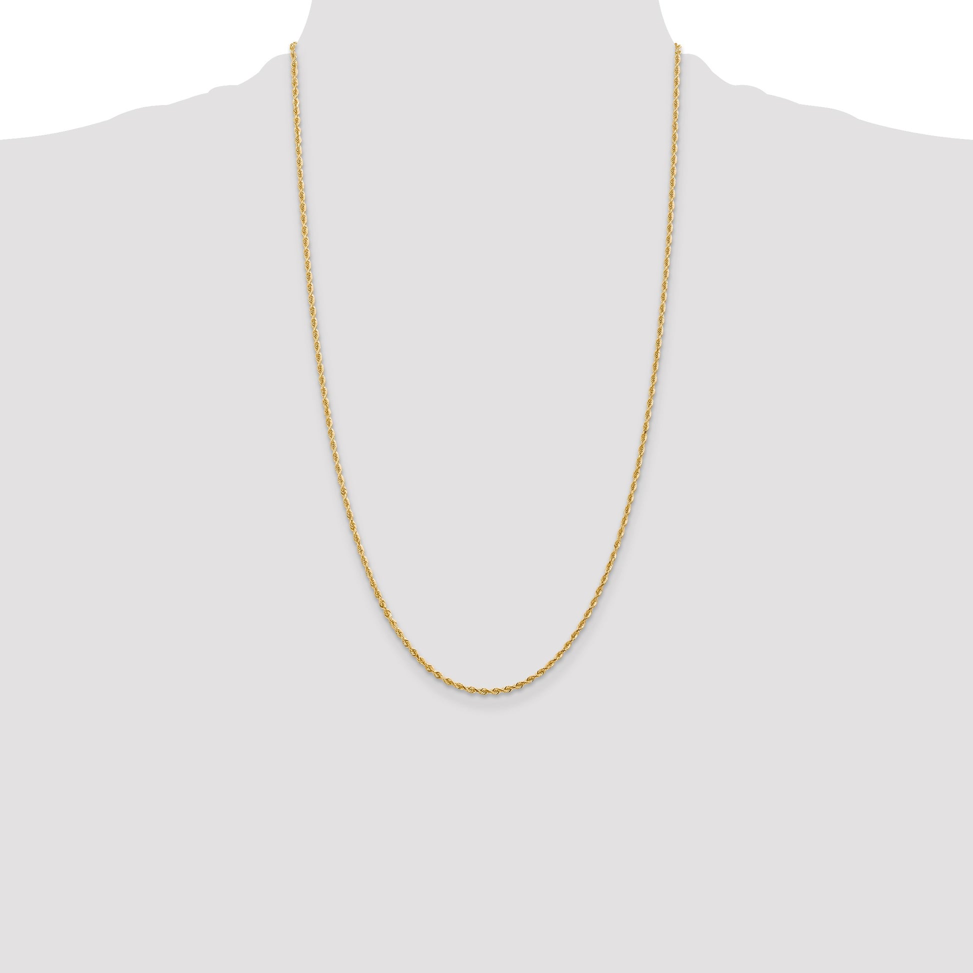 14K 26 Inch 2mm Diamond-cut Quadruple Rope Lobster Clasp Chain