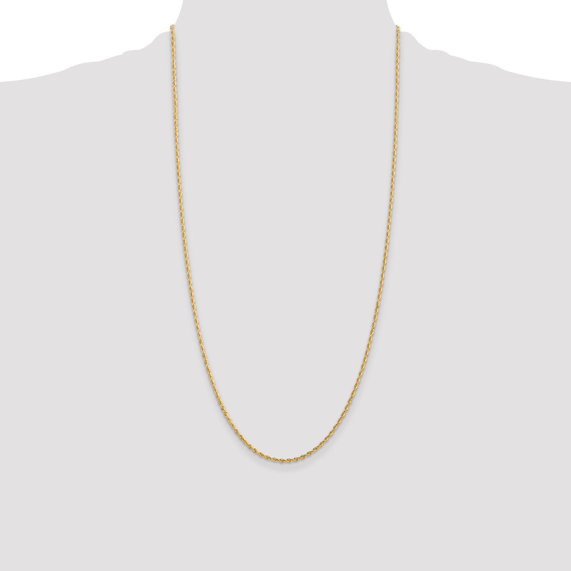 14K 28 Inch 2mm Diamond-cut Quadruple Rope Lobster Clasp Chain