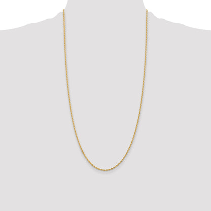 14K 28 Inch 2mm Diamond-cut Quadruple Rope Lobster Clasp Chain