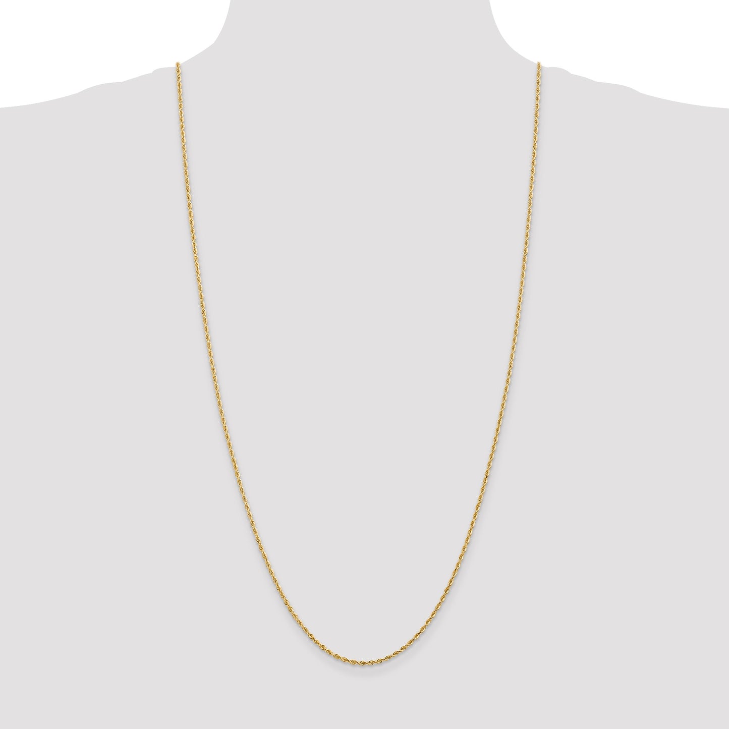14K 30 Inch 2mm Diamond-cut Quadruple Rope Lobster Clasp Chain