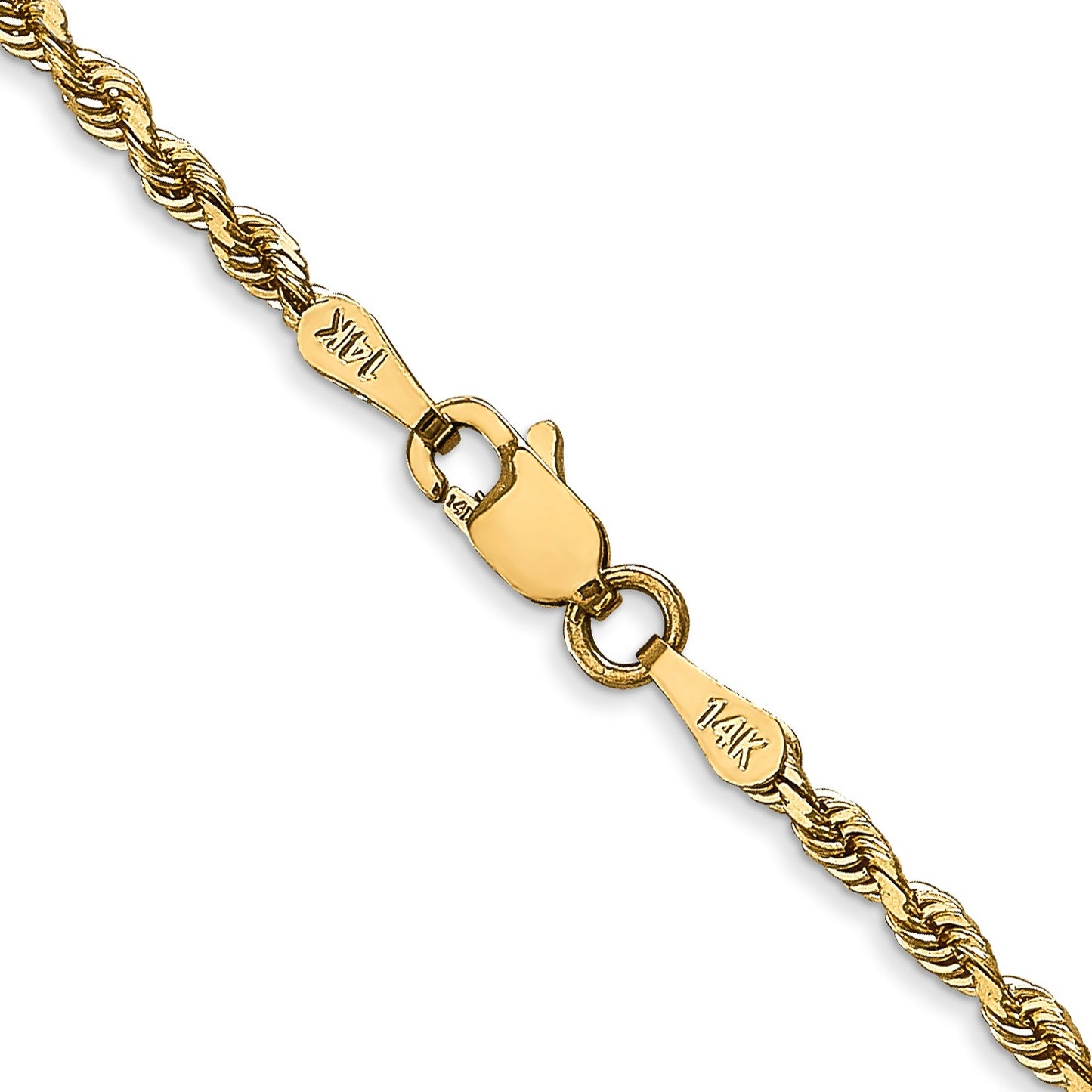 14K 28 Inch 2.25mm Diamond-cut Quadruple Rope Lobster Clasp Chain
