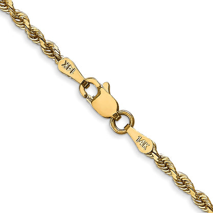 14K 28 Inch 2.25mm Diamond-cut Quadruple Rope Lobster Clasp Chain