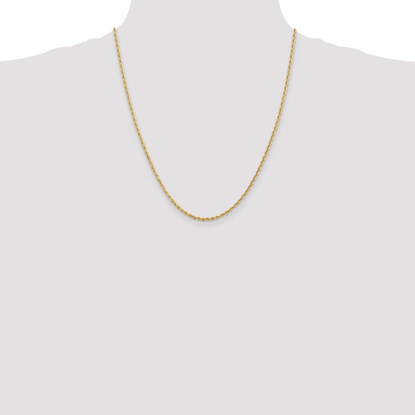 14K 22 Inch 2.25mm Diamond-cut Quadruple Rope Lobster Clasp Chain