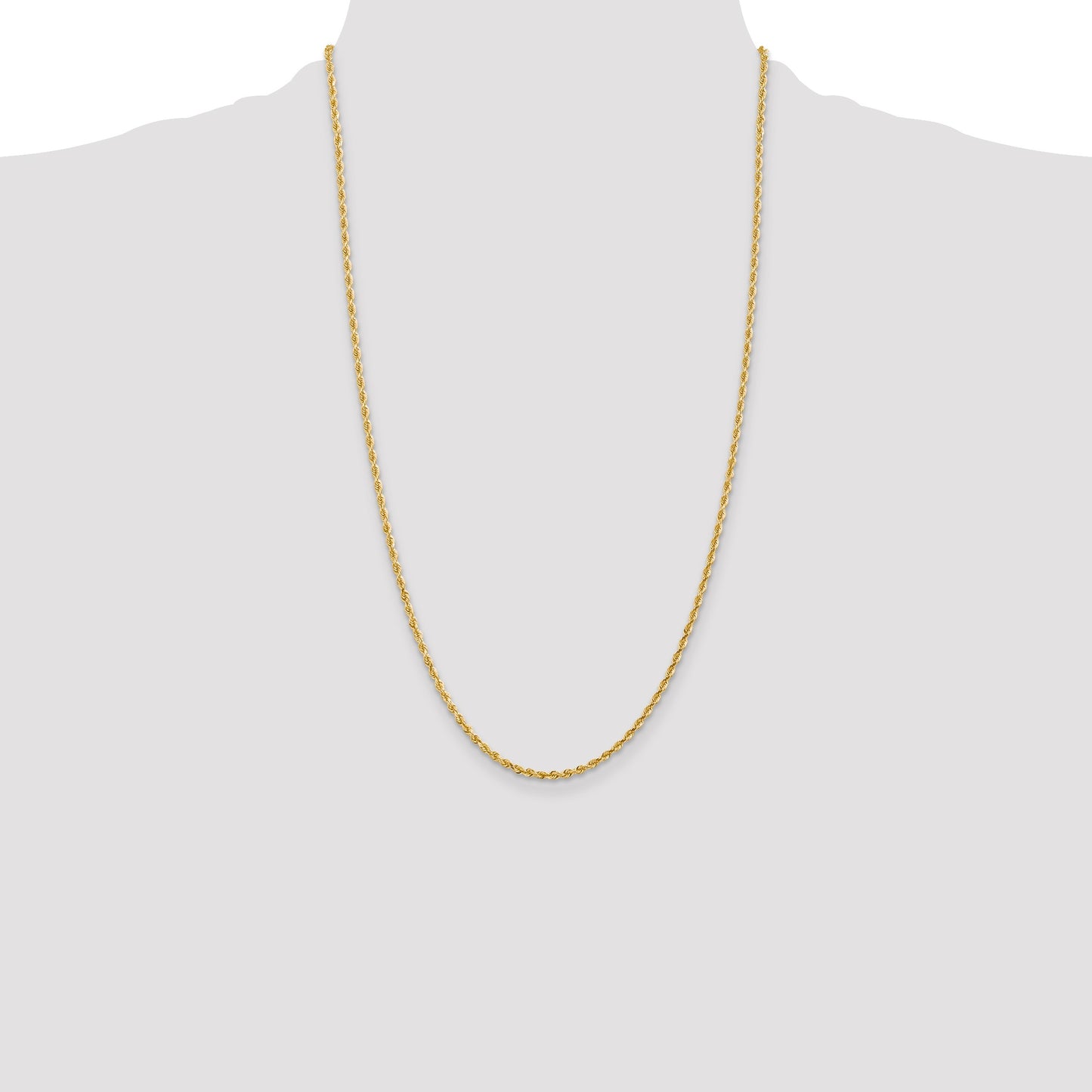14K 26 Inch 2.25mm Diamond-cut Quadruple Rope Lobster Clasp Chain