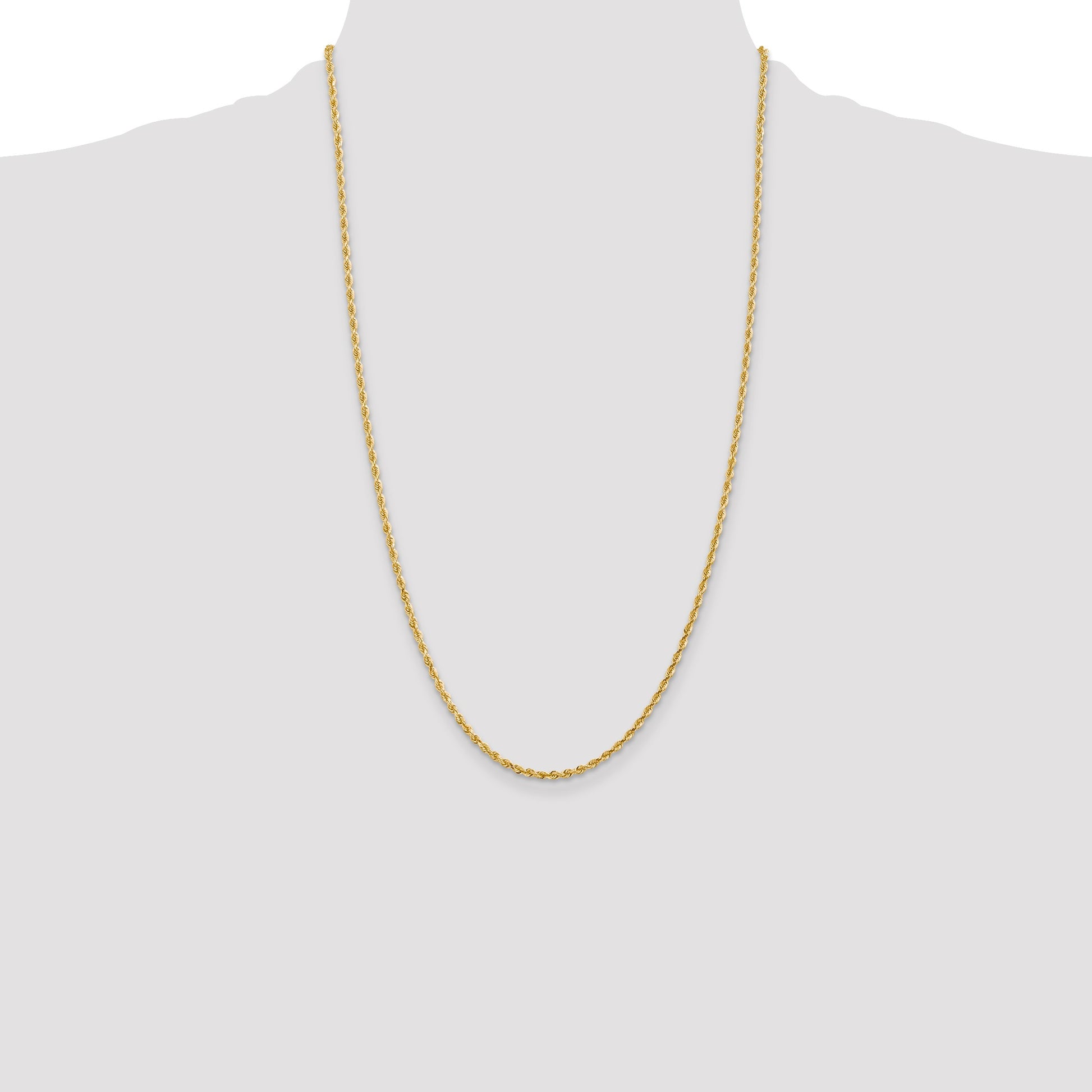 14K 26 Inch 2.25mm Diamond-cut Quadruple Rope Lobster Clasp Chain