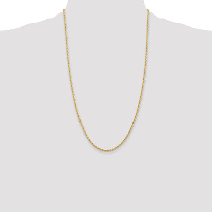 14K 26 Inch 2.25mm Diamond-cut Quadruple Rope Lobster Clasp Chain