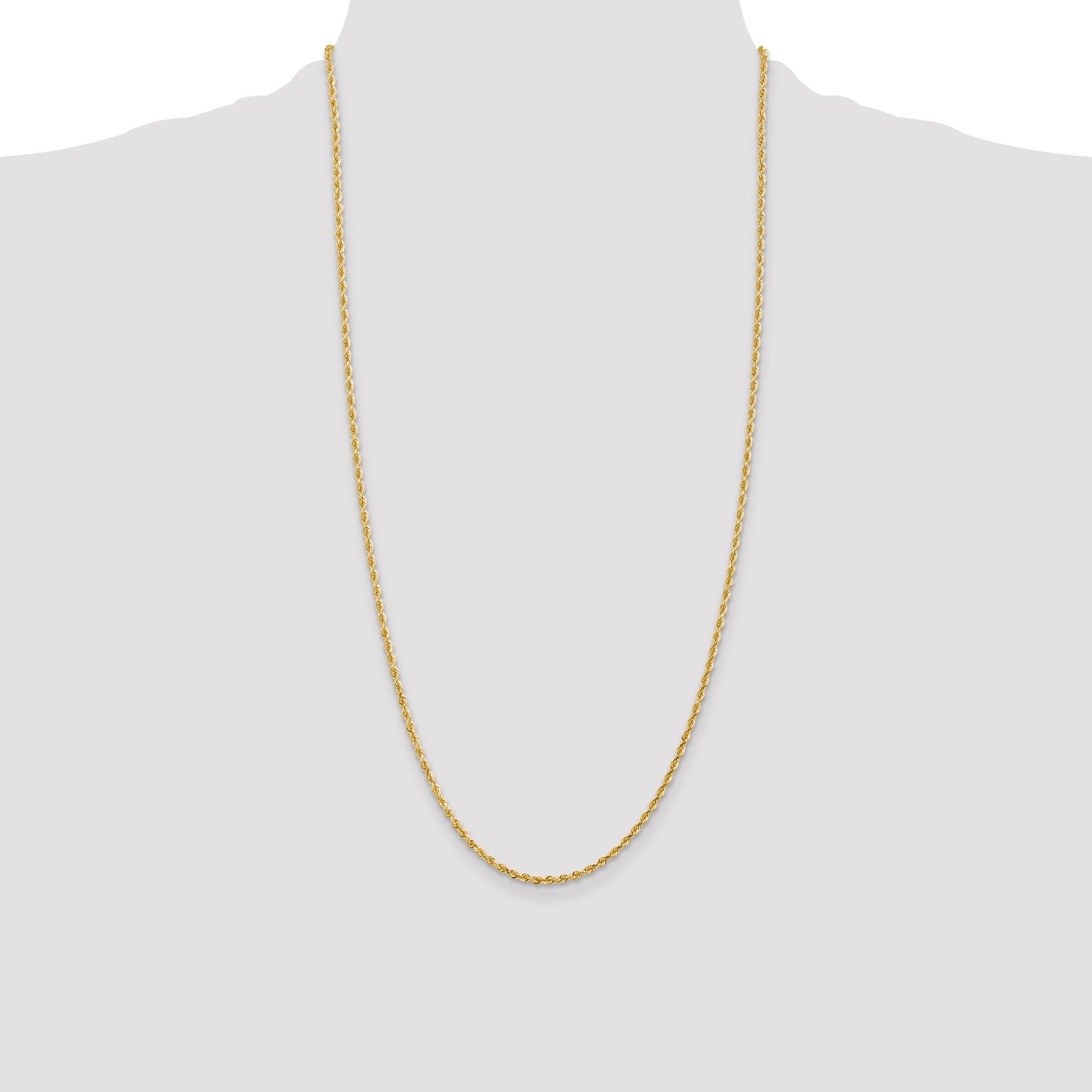 14K 28 Inch 2.25mm Diamond-cut Quadruple Rope Lobster Clasp Chain