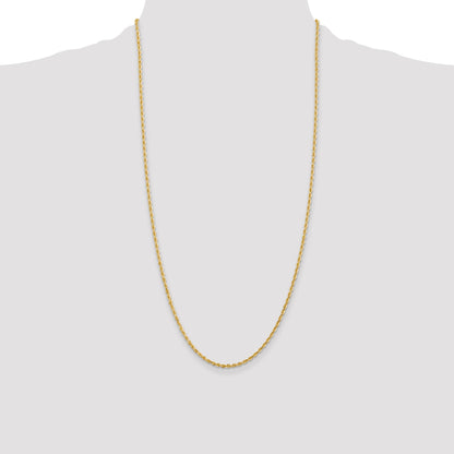 14K 28 Inch 2.25mm Diamond-cut Quadruple Rope Lobster Clasp Chain
