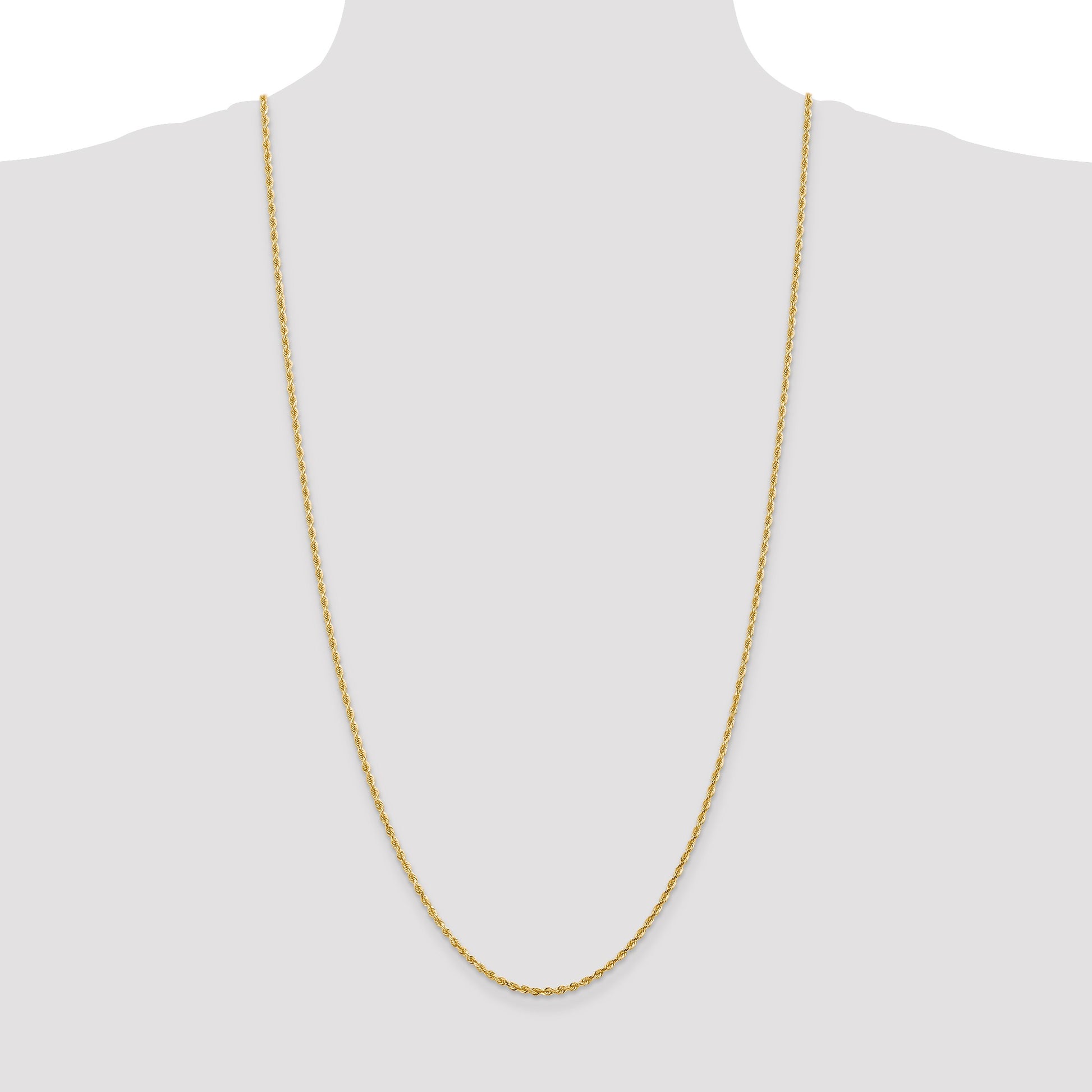 14K 30 Inch 2.25mm Diamond-cut Quadruple Rope Lobster Clasp Chain