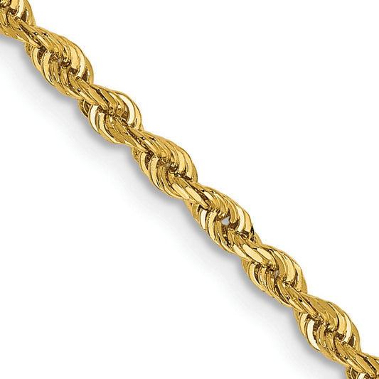 14K 26 Inch 2.25mm Diamond-cut Quadruple Rope Lobster Clasp Chain