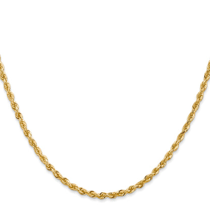 14K 24 Inch 2.75mm Diamond-cut Quadruple Rope Lobster Clasp Chain