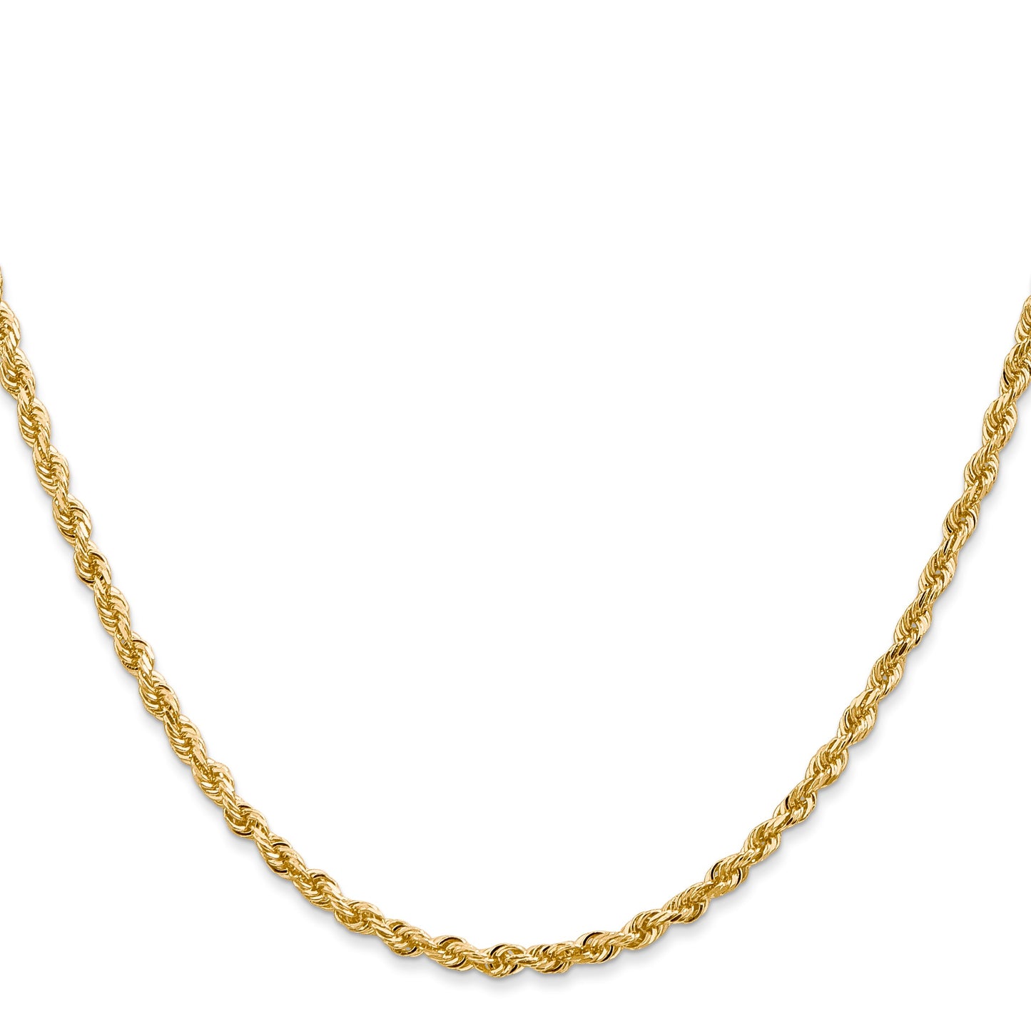 14K 28 Inch 2.75mm Diamond-cut Quadruple Rope Lobster Clasp Chain