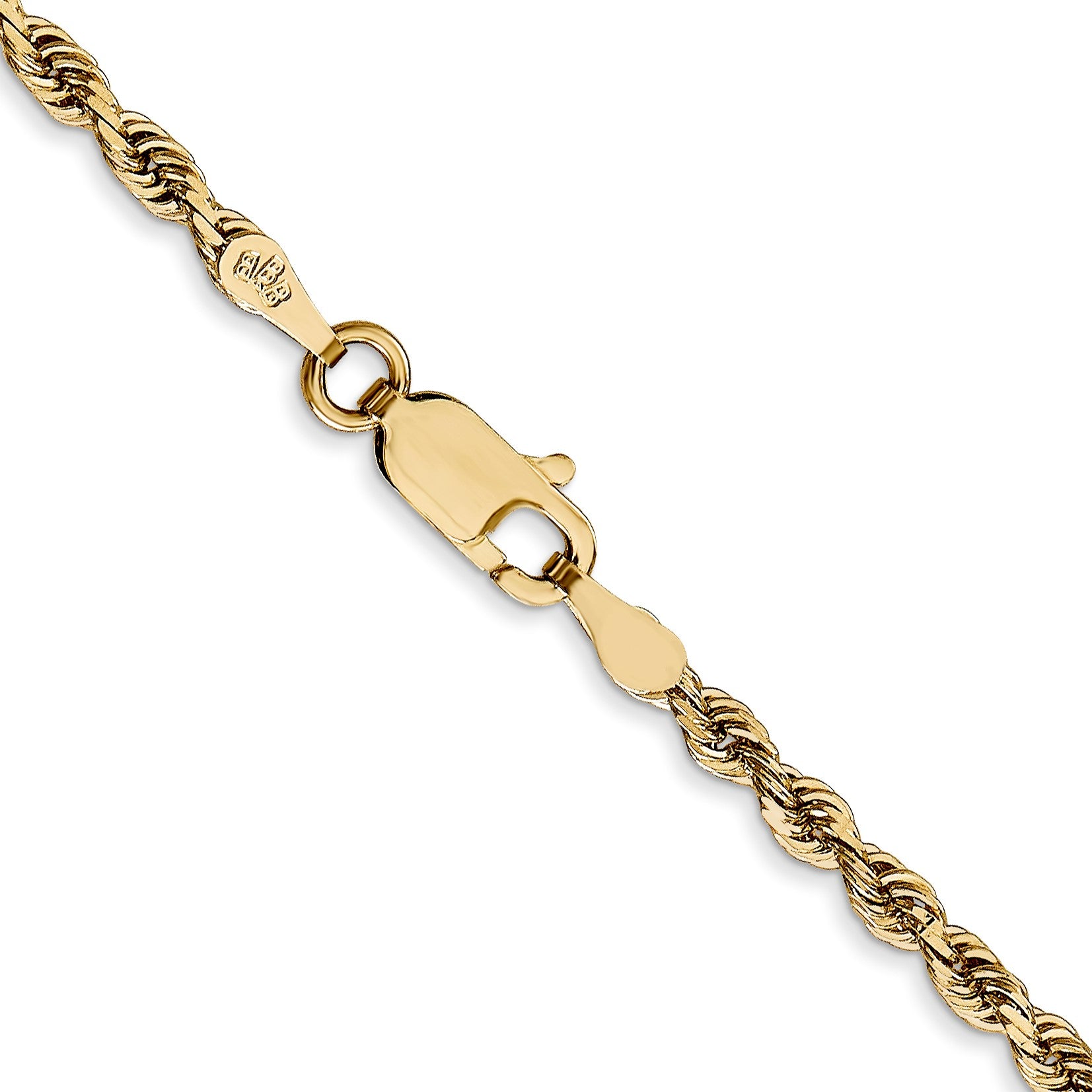 14K 20 Inch 2.75mm Diamond-cut Quadruple Rope Lobster Clasp Chain