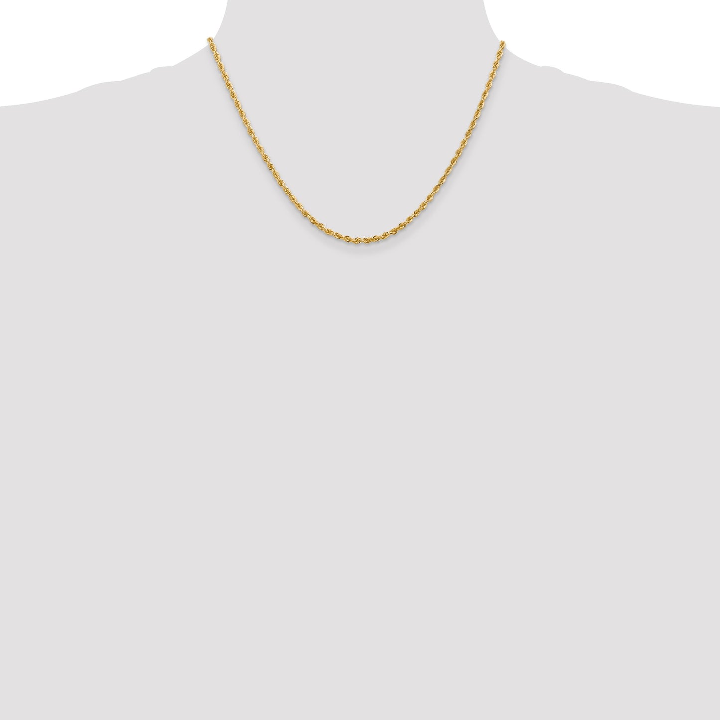 14K 18 Inch 2.75mm Diamond-cut Quadruple Rope Lobster Clasp Chain