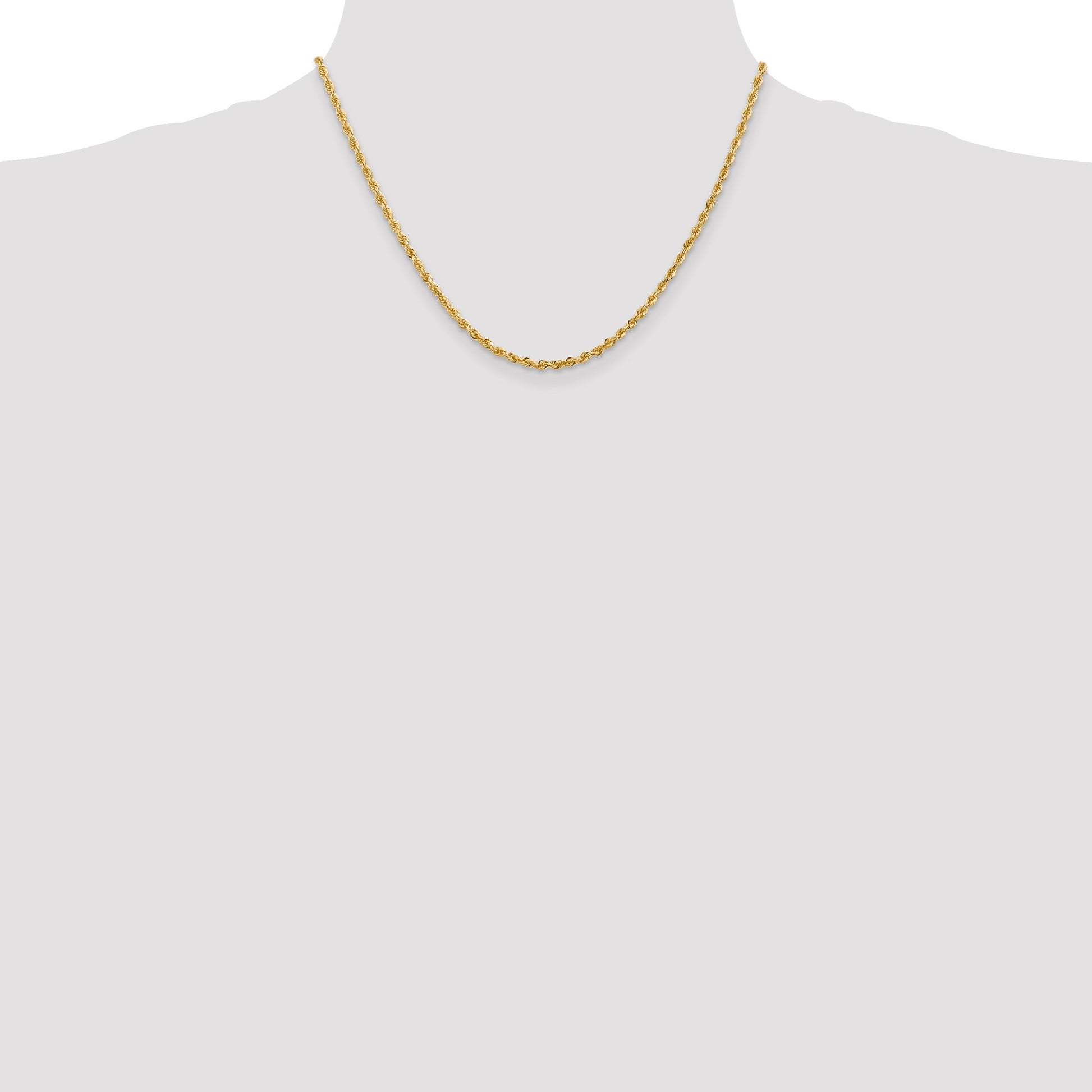 14K 18 Inch 2.75mm Diamond-cut Quadruple Rope Lobster Clasp Chain