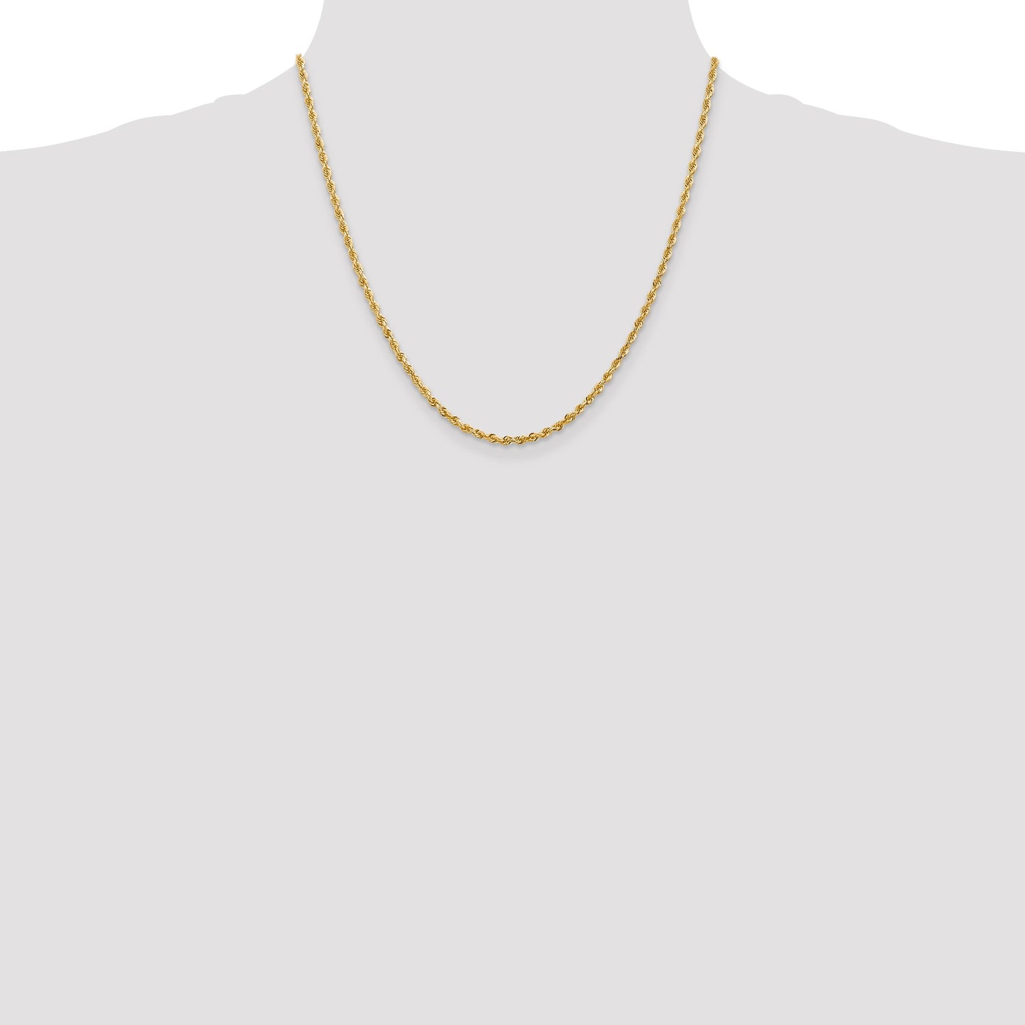 14K 20 Inch 2.75mm Diamond-cut Quadruple Rope Lobster Clasp Chain