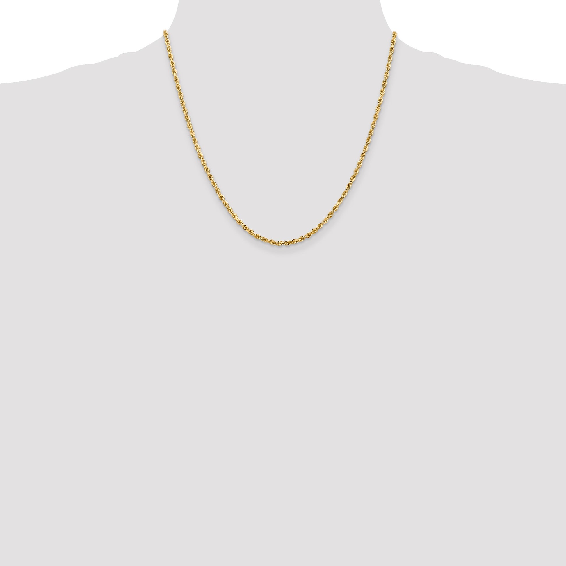 14K 20 Inch 2.75mm Diamond-cut Quadruple Rope Lobster Clasp Chain