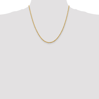 14K 20 Inch 2.75mm Diamond-cut Quadruple Rope Lobster Clasp Chain