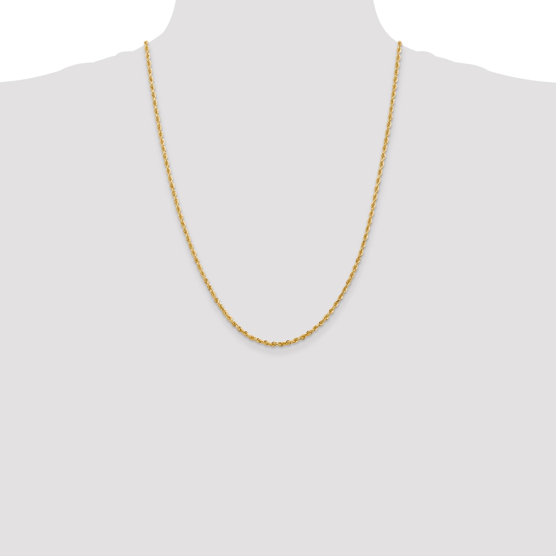 14K 24 Inch 2.75mm Diamond-cut Quadruple Rope Lobster Clasp Chain