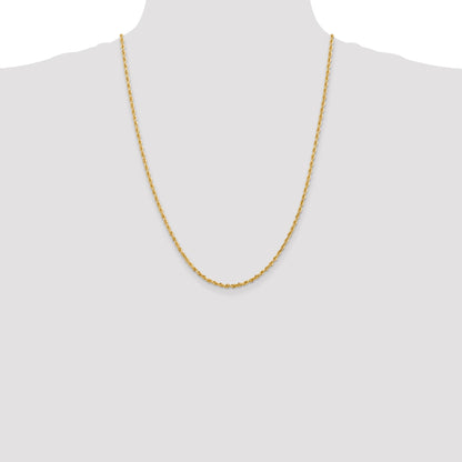14K 24 Inch 2.75mm Diamond-cut Quadruple Rope Lobster Clasp Chain