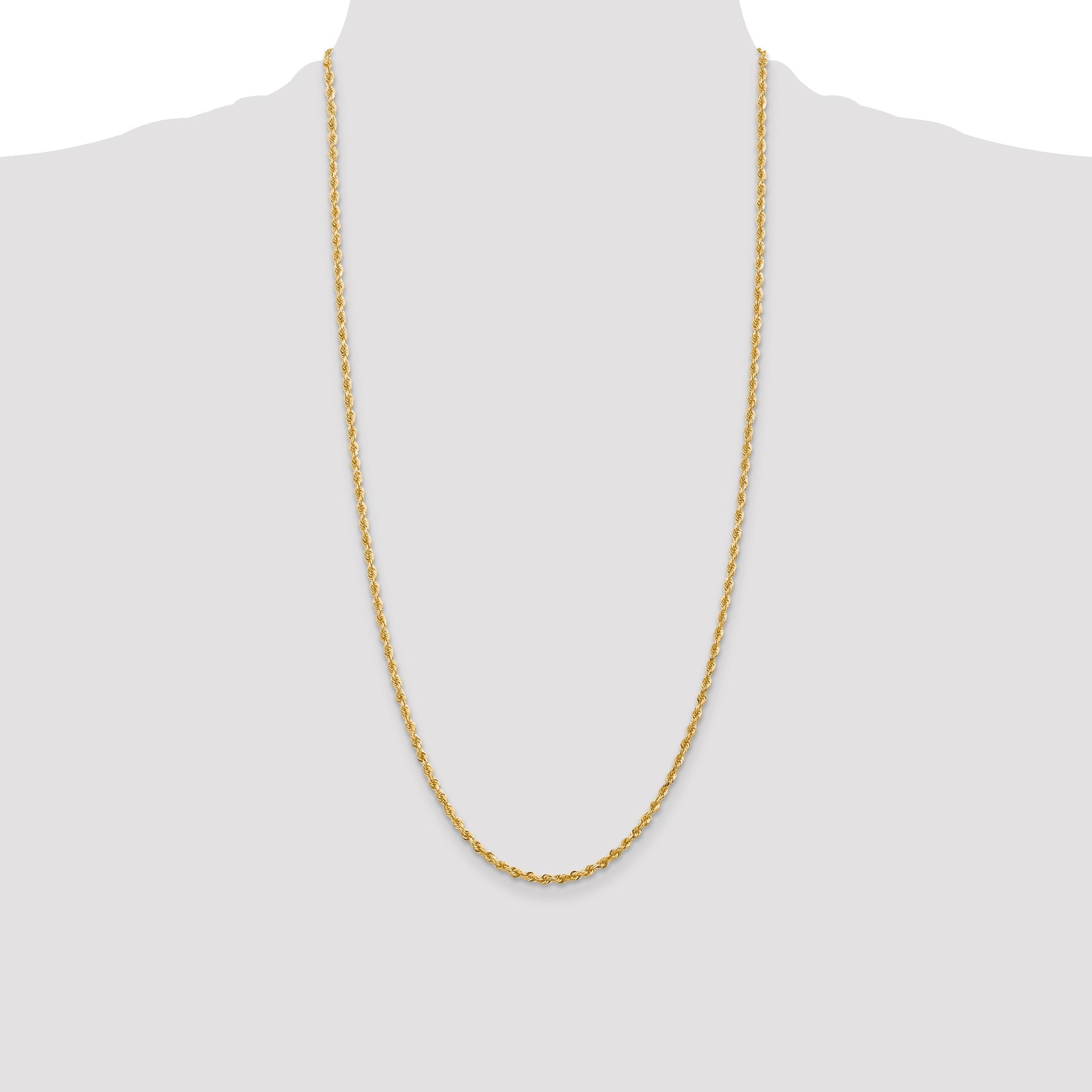 14K 28 Inch 2.75mm Diamond-cut Quadruple Rope Lobster Clasp Chain