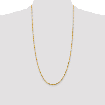 14K 28 Inch 2.75mm Diamond-cut Quadruple Rope Lobster Clasp Chain