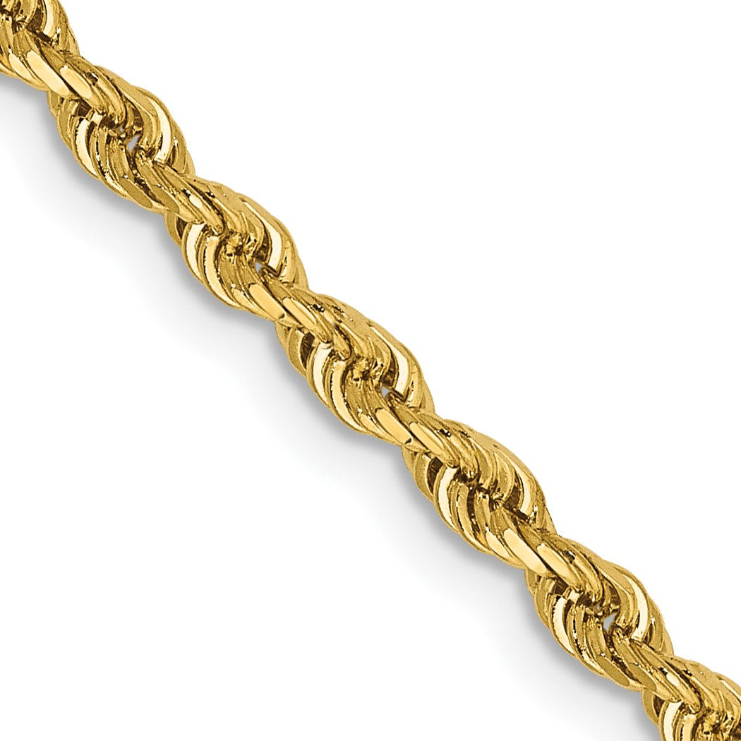 14K 28 Inch 2.75mm Diamond-cut Quadruple Rope Lobster Clasp Chain
