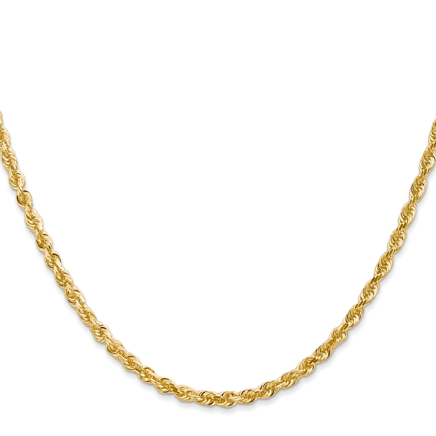 14K 30 Inch 3mm Diamond-cut Quadruple Rope Lobster Clasp Chain