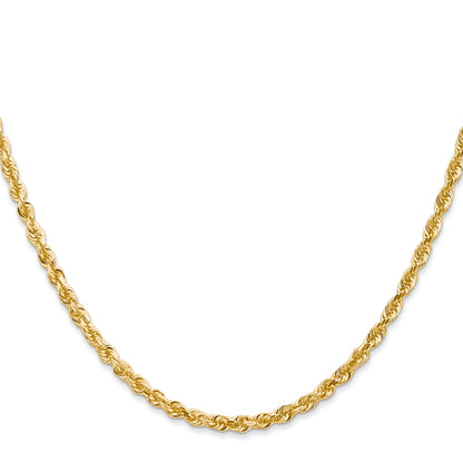 14K 30 Inch 3mm Diamond-cut Quadruple Rope Lobster Clasp Chain