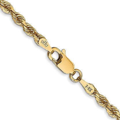 14K 20 Inch 3mm Diamond-cut Quadruple Rope Lobster Clasp Chain