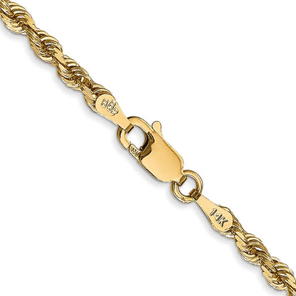 14K 26 Inch 3mm Diamond-cut Quadruple Rope Lobster Clasp Chain