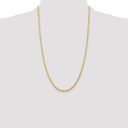 14K 26 Inch 3mm Diamond-cut Quadruple Rope Lobster Clasp Chain