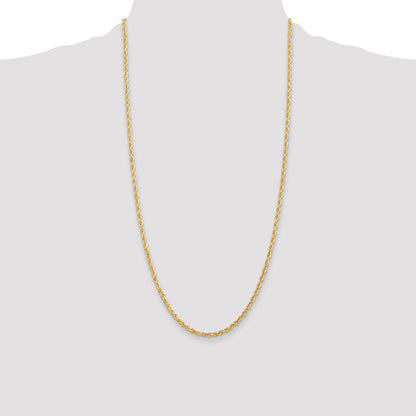 14K 28 Inch 3mm Diamond-cut Quadruple Rope Lobster Clasp Chain
