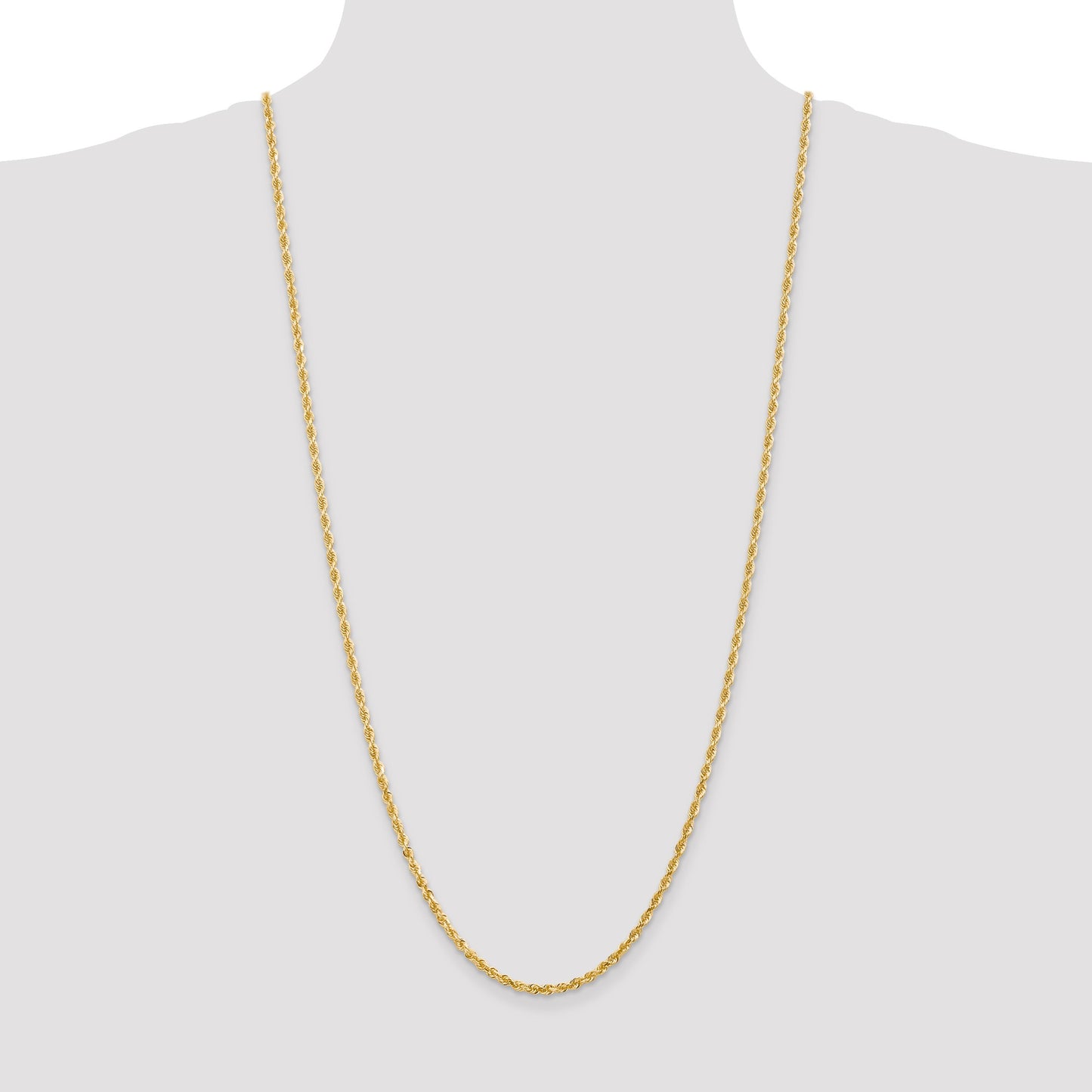 14K 30 Inch 3mm Diamond-cut Quadruple Rope Lobster Clasp Chain