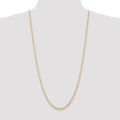 14K 30 Inch 3mm Diamond-cut Quadruple Rope Lobster Clasp Chain