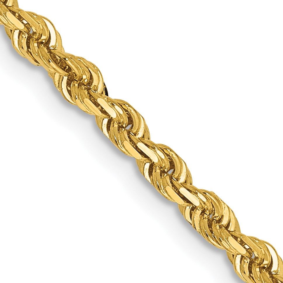 14K 22 Inch 3mm Diamond-cut Quadruple Rope Lobster Clasp Chain