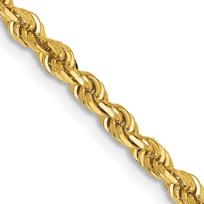 14K 22 Inch 3mm Diamond-cut Quadruple Rope Lobster Clasp Chain
