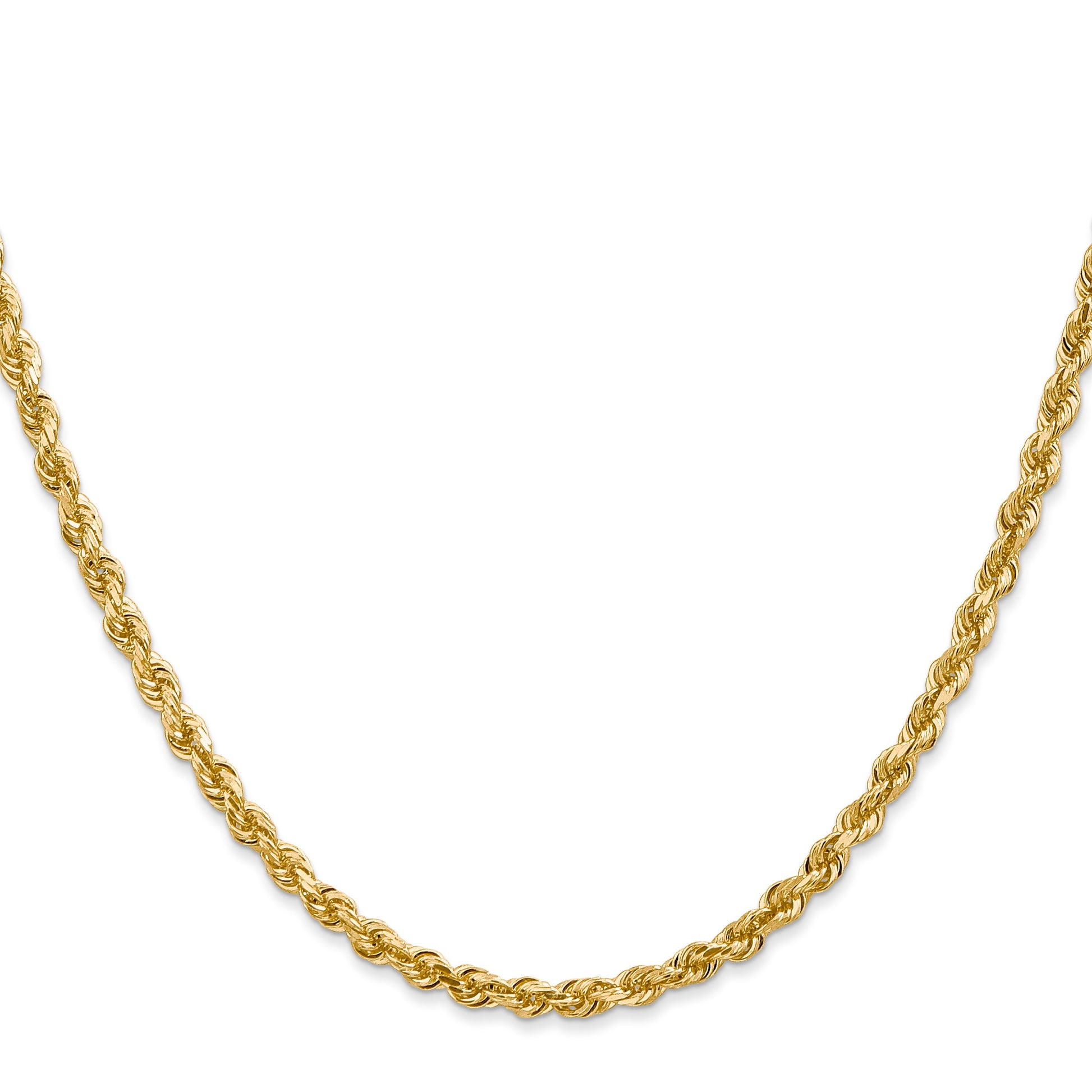 14K 30 Inch 3.35mm Diamond-cut Quadruple Rope Lobster Clasp Chain