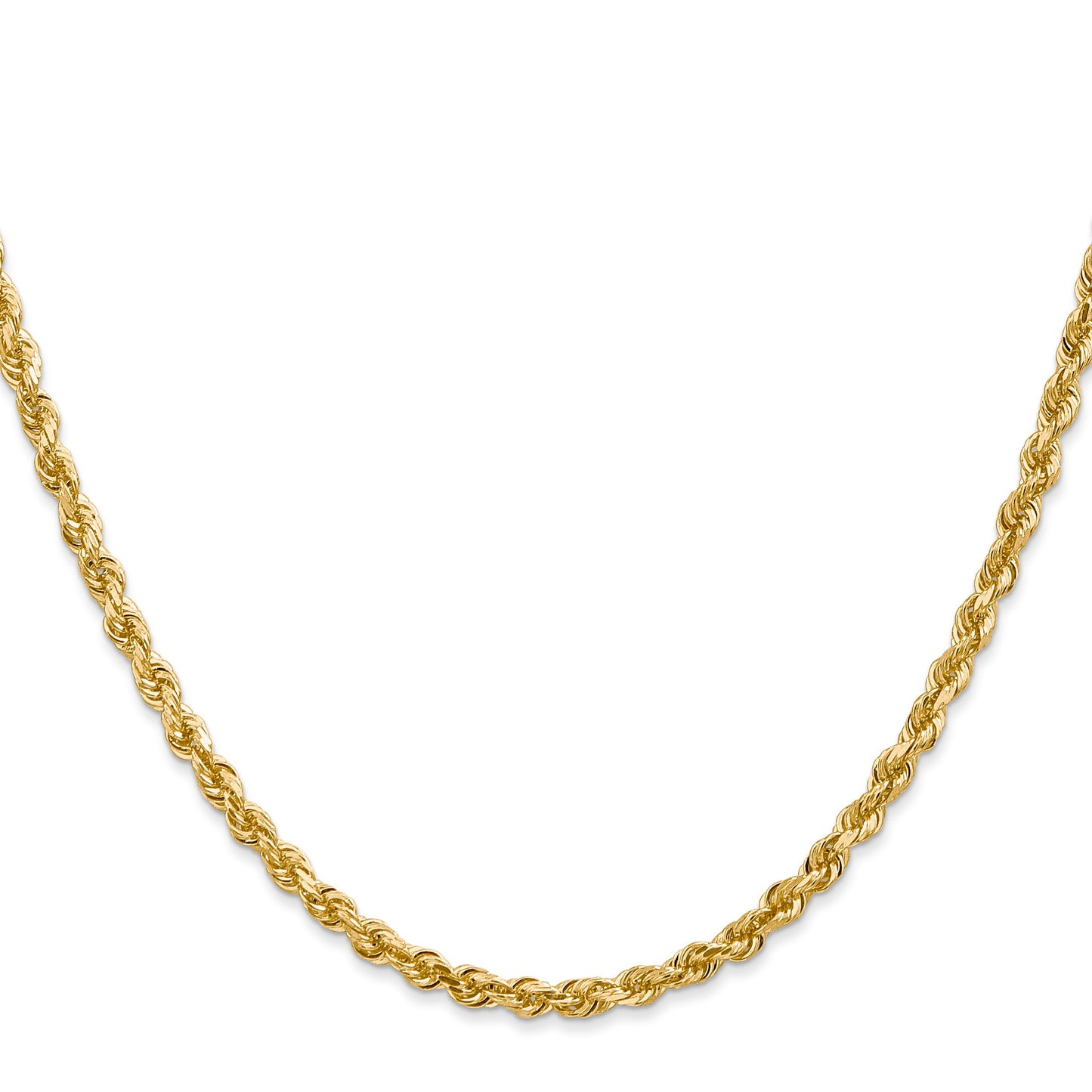 14K 28 Inch 3.35mm Diamond-cut Quadruple Rope Lobster Clasp Chain