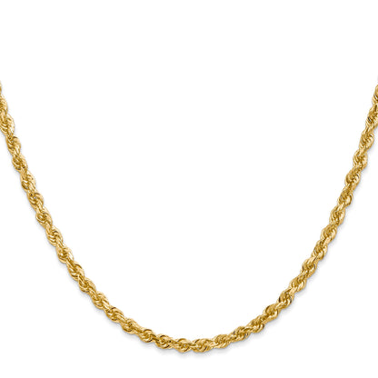 14K 28 Inch 3.35mm Diamond-cut Quadruple Rope Lobster Clasp Chain