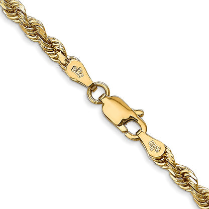 14K 20 Inch 3.35mm Diamond-cut Quadruple Rope Lobster Clasp Chain