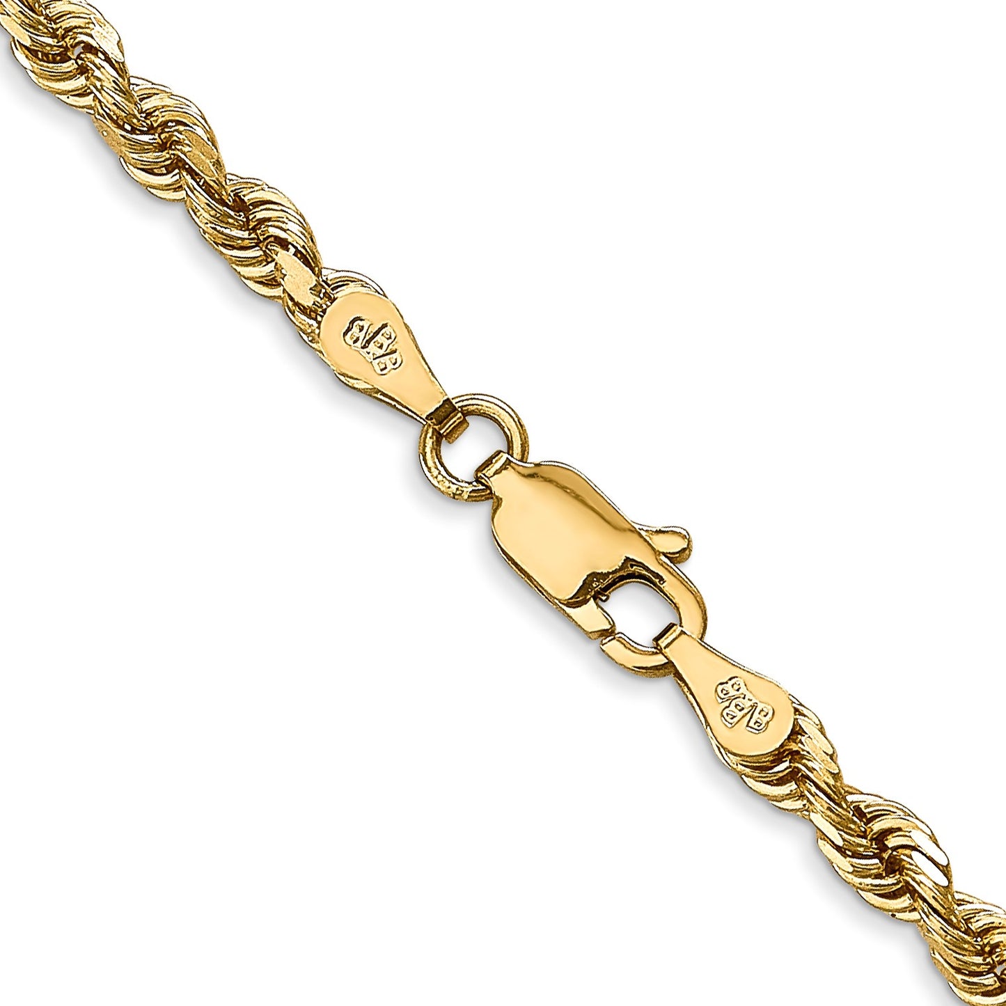 14K 28 Inch 3.35mm Diamond-cut Quadruple Rope Lobster Clasp Chain