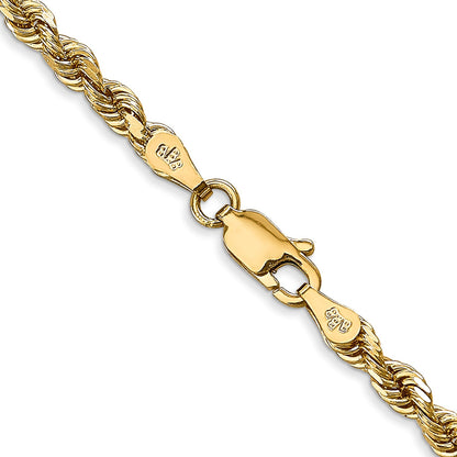 14K 28 Inch 3.35mm Diamond-cut Quadruple Rope Lobster Clasp Chain