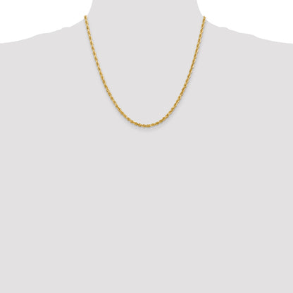 14K 20 Inch 3.35mm Diamond-cut Quadruple Rope Lobster Clasp Chain